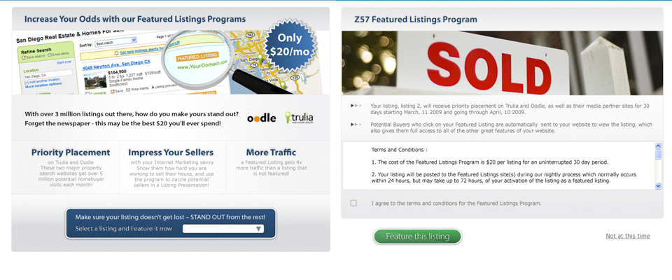 Featured Listing Program- intranet user interface design