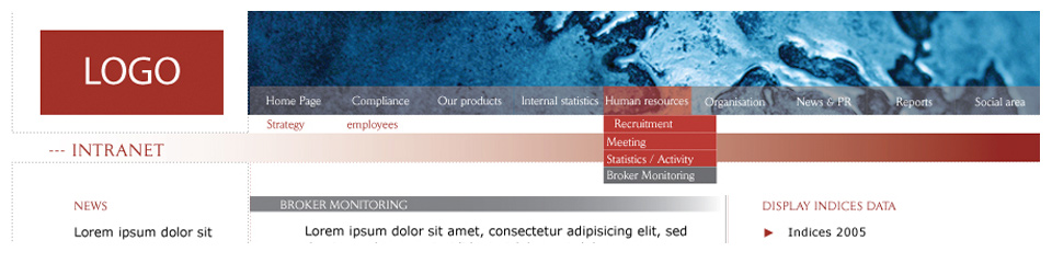 Swiss Private Bank Intranet User Interface Design